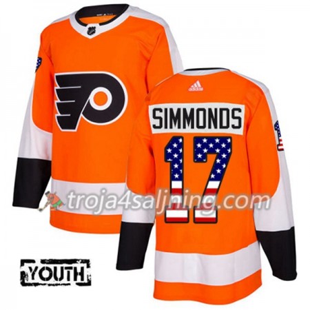 Philadelphia Flyers tröja Wayne Simmonds 17 Adidas 2017-2018 Orange USA Flag Fashion Authentic - NHL Tröjor Barn